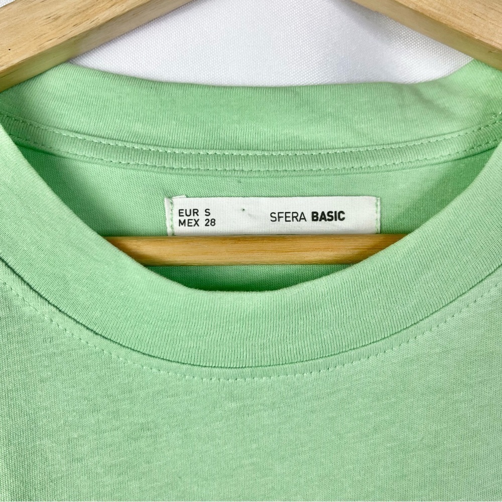 Sfera Basic Mint Green Button Front Cap Short Sle… - image 4